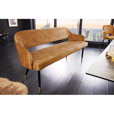 Banc Paris 160cm Velours Jaune Moutarde 2