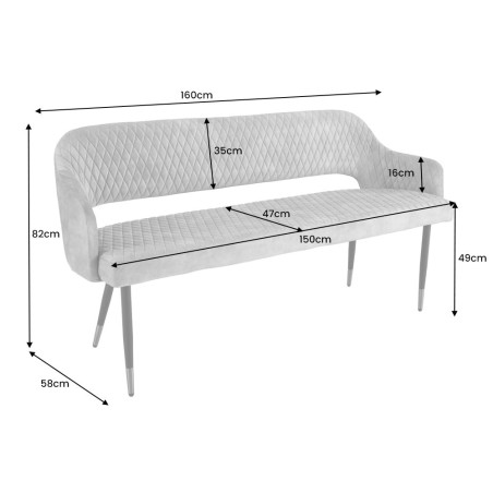 Banc Paris 160cm Velours Jaune Moutarde