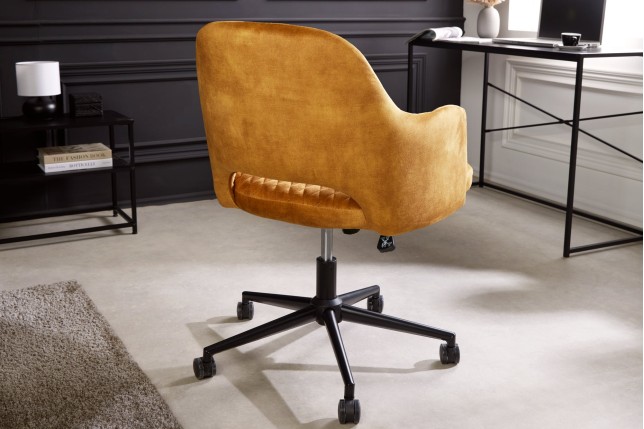 Chaise de bureau PARIS velours moutarde capitonnée