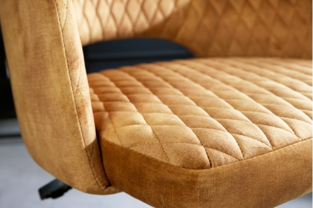 Chaise de bureau PARIS velours moutarde capitonnée