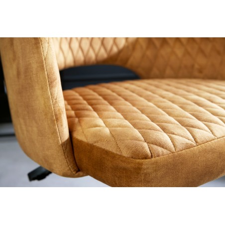 Chaise de bureau PARIS velours moutarde capitonnée