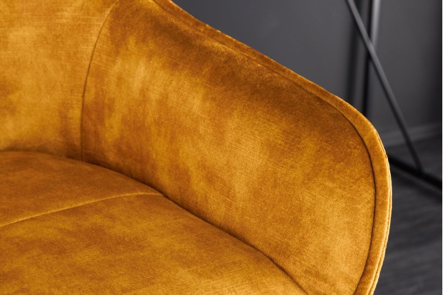 Chaise de bar Euphoria velours jaune moutarde