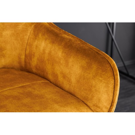 Chaise de bar Euphoria velours jaune moutarde