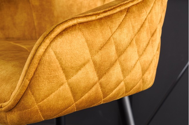 Chaise de bar Euphoria velours jaune moutarde