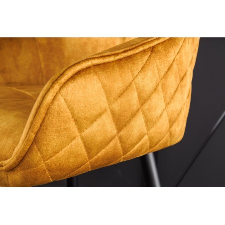 Chaise de bar Euphoria velours jaune moutarde