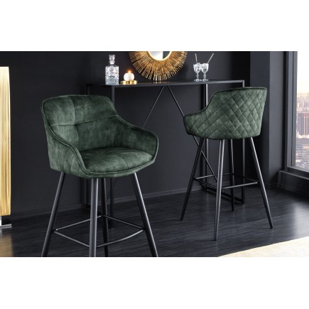 Chaise de bar Euphoria 74cm velours vert