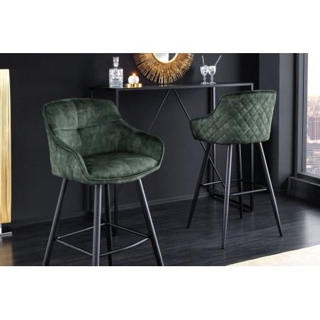 Chaise de bar Euphoria 74cm velours vert