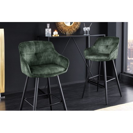 Chaise de bar Euphoria 74cm velours vert 2