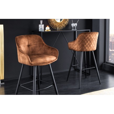 Chaise de bar EUPHORIA 74cm velours brun