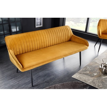 Banc TURIN 160cm velours jaune moutarde 2