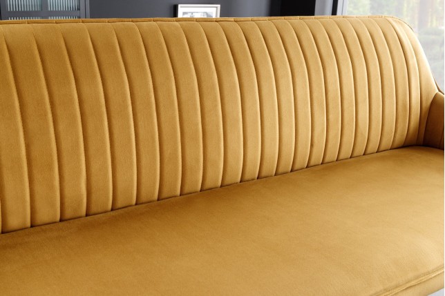 Banc TURIN 160cm velours jaune moutarde