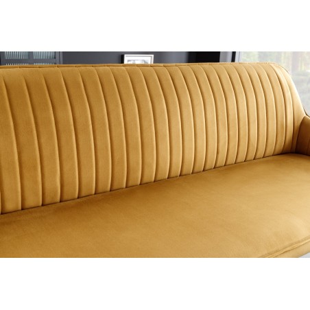 Banc TURIN 160cm velours jaune moutarde