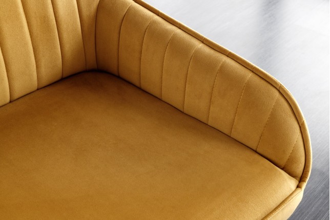 Banc TURIN 160cm velours jaune moutarde
