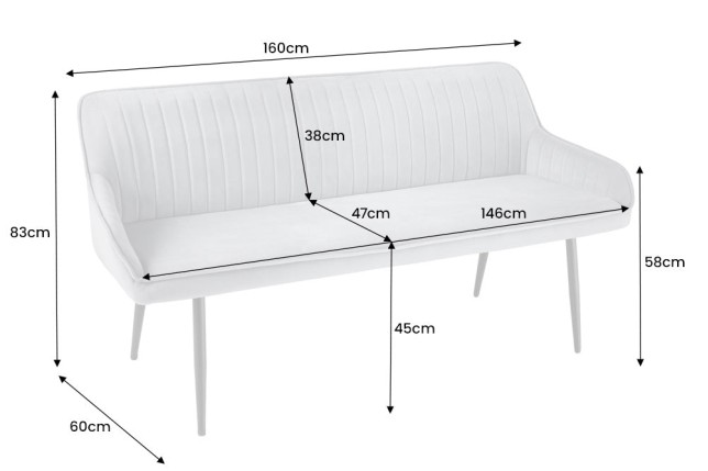 Banc TURIN 160cm microfibre brun - Style & Confort