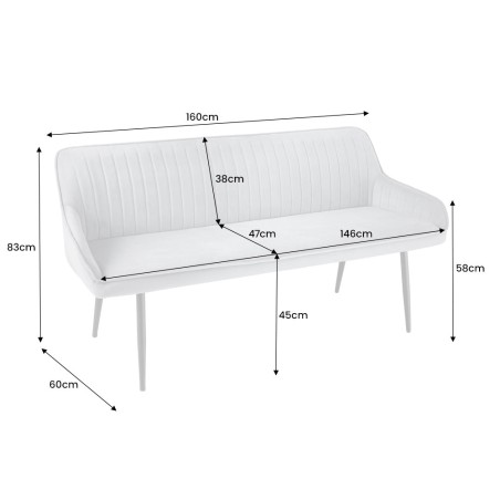 Banc TURIN 160cm microfibre brun - Style & Confort