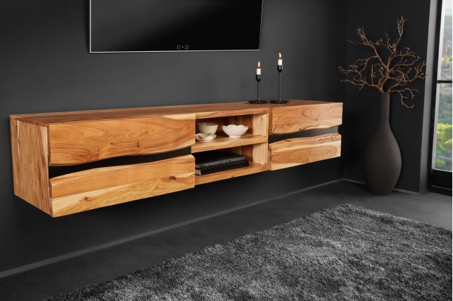 TV-Board Amazonas 160cm - Meuble TV suspendu acacia massif