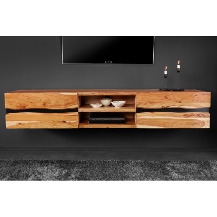TV-Board Amazonas 160cm - Meuble TV suspendu acacia massif 2