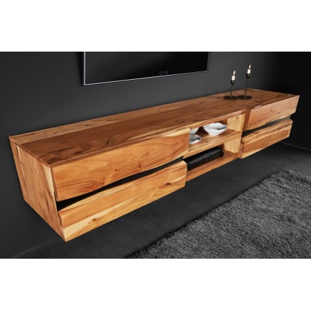TV-Board Amazonas 160cm - Meuble TV suspendu acacia massif