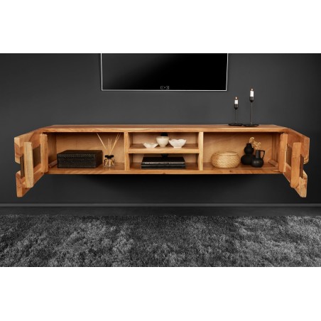 TV-Board Amazonas 160cm - Meuble TV suspendu acacia massif