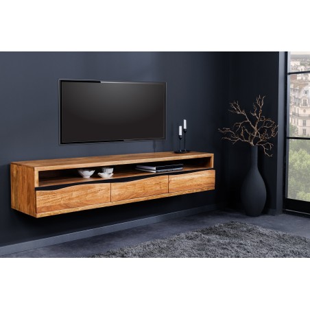 Meuble TV MAMMUT 160cm Acacia Massif Suspendu Miel