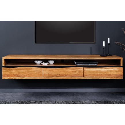 Meuble TV MAMMUT 160cm Acacia Massif Suspendu Miel 2