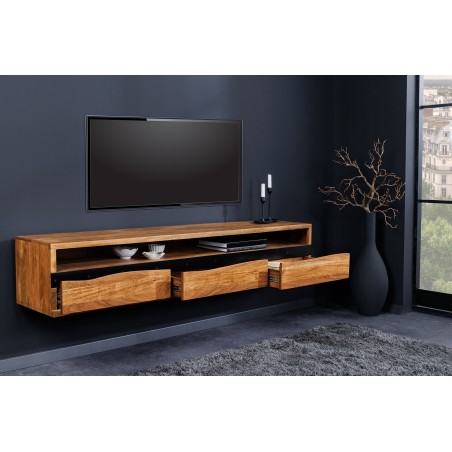 Meuble TV MAMMUT 160cm Acacia Massif Suspendu Miel
