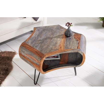 Table basse ORGANIC LIVING 70cm sheesham massif gris 2