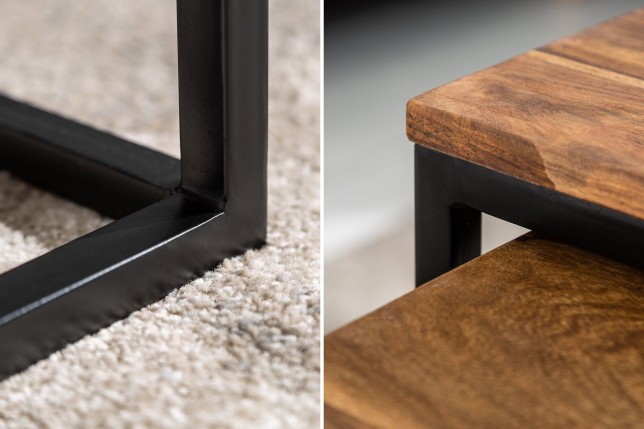 Tables basses ELEMENTS lot de 2 en sheesham massif et fer noir