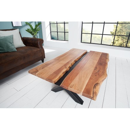 Table basse AMAZONAS 110cm acacia massif et métal