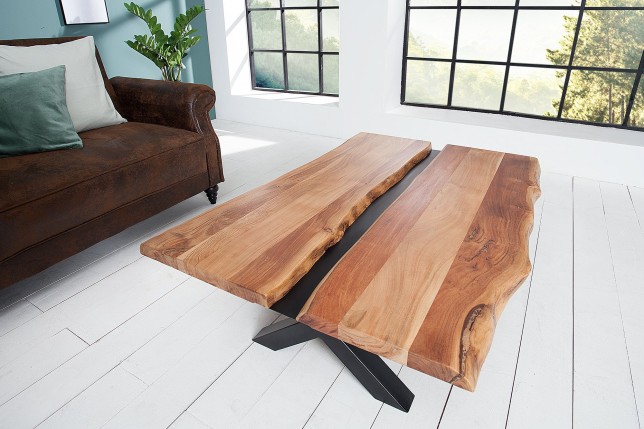 Table basse AMAZONAS 110cm acacia massif et métal