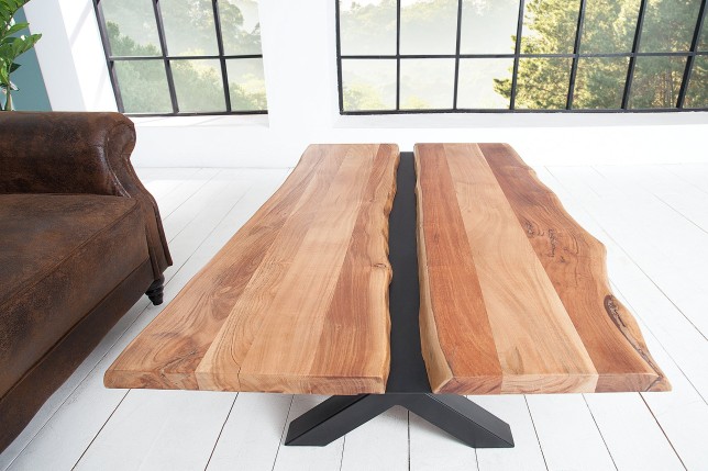 Table basse AMAZONAS 110cm acacia massif et métal