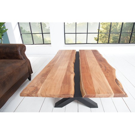 Table basse AMAZONAS 110cm acacia massif et métal