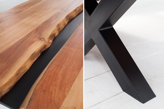 Table basse AMAZONAS 110cm acacia massif et métal