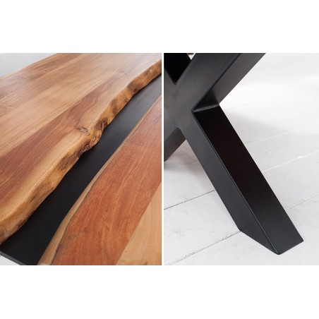 Table basse AMAZONAS 110cm acacia massif et métal