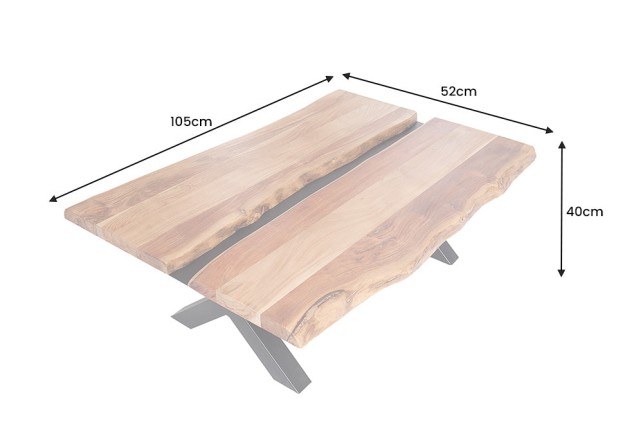 Table basse AMAZONAS 110cm acacia massif et métal