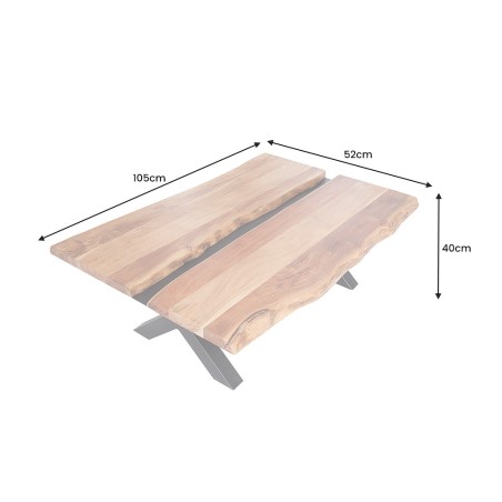 Table basse AMAZONAS 110cm acacia massif et métal