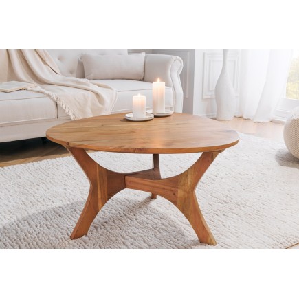 Table Basse Japandi 70 cm en Acacia Massif Miel | Elsines