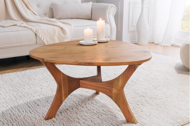 Table Basse Japandi 70 cm en Acacia Massif Miel | Elsines