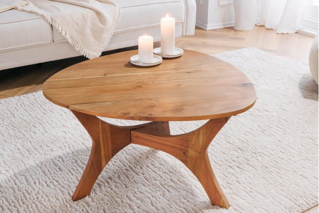 Table Basse Japandi 70 cm en Acacia Massif Miel | Elsines