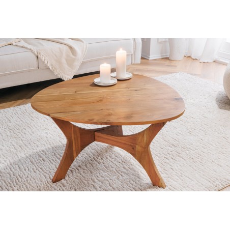 Table Basse Japandi 70 cm en Acacia Massif Miel | Elsines