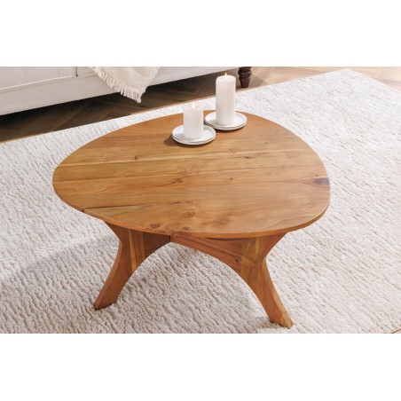 Table Basse Japandi 70 cm en Acacia Massif Miel | Elsines