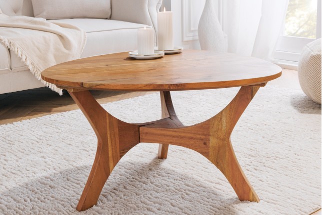 Table Basse Japandi 70 cm en Acacia Massif Miel | Elsines