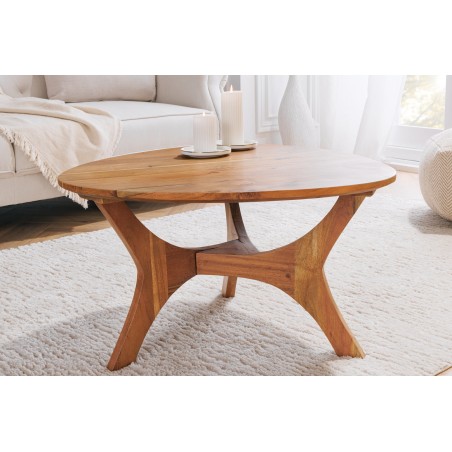 Table Basse Japandi 70 cm en Acacia Massif Miel | Elsines