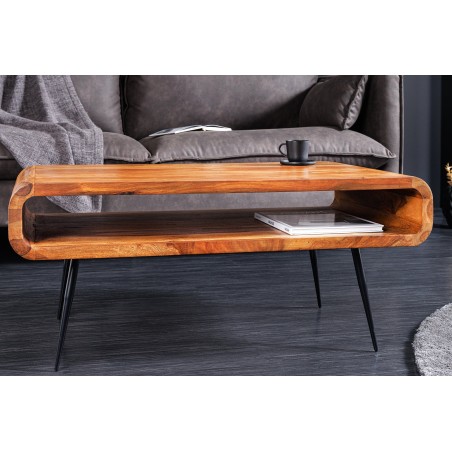 Table basse ALPHA 90cm Sheesham finition pierre