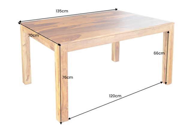Table à manger LAGOS 135cm sheesham massif naturel