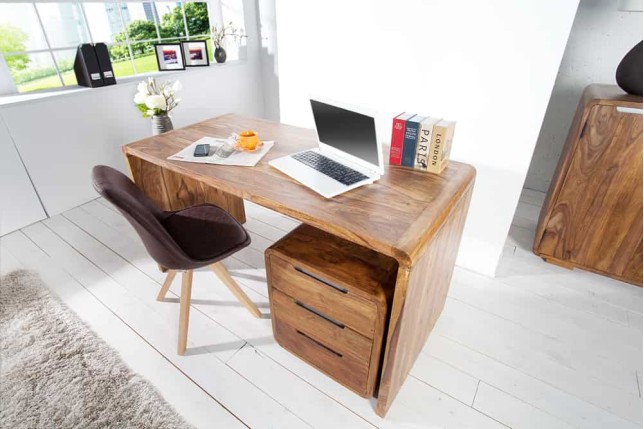 Bureau GOA 120cm Bois de Sheesham Massif Naturel