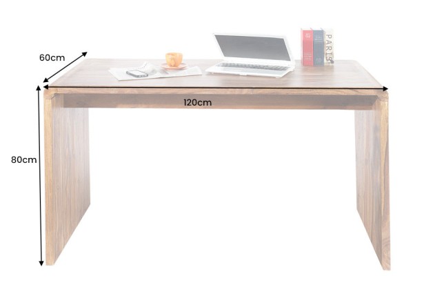 Bureau GOA 120cm Bois de Sheesham Massif Naturel