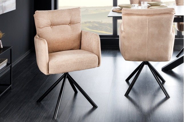 Fauteuil pivotant BIG GEORGE velours champagne beige