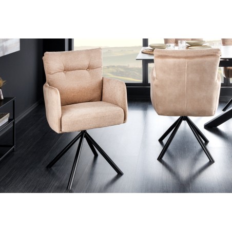 Fauteuil pivotant BIG GEORGE velours champagne beige