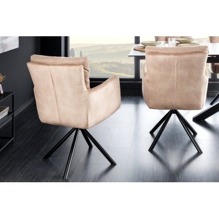 Fauteuil pivotant BIG GEORGE velours champagne beige 2